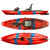 2023 Bite FD Dusk, Top, Side & Bottom Views. Red & Royal Blue kayak.