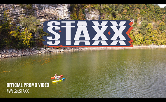 aerial view of two jackson kayak staxx kayaks floating on a peaceful waterway